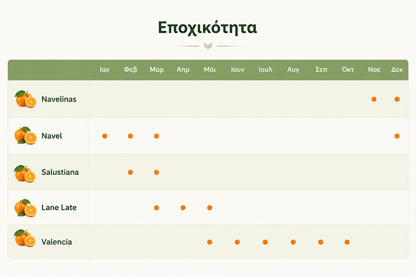 Ημερολόγιο Συγκομιδής Πορτοκαλιών